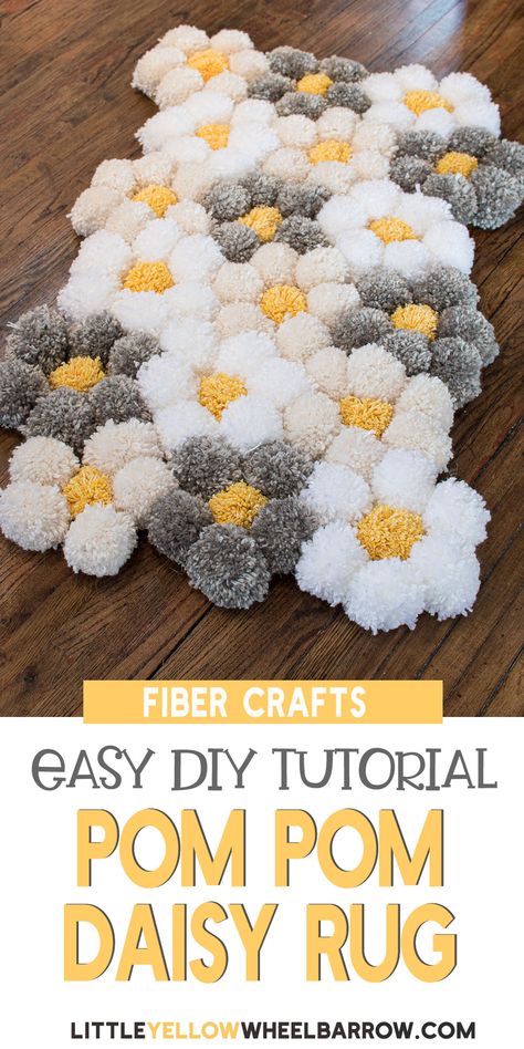 Pom Daisy, Diy Pom Pom Rug, Diy Pompom, Diy Para A Casa, Pompon Diy, Tapis Diy, Hadiah Diy, Pom Pom Rug, Diy Pom Pom