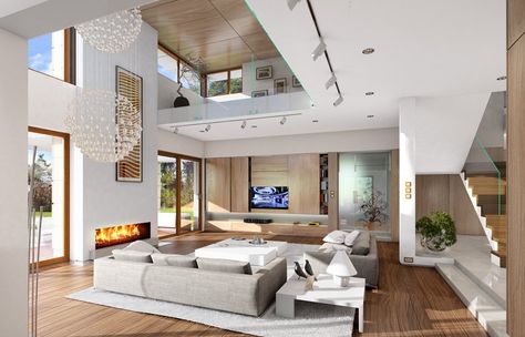 House Living Room Modern, Modern Family House, Modern Floor Plans, 아파트 인테리어, Modern Houses Interior, High Ceilings, Dream House Interior, Simple House, Design Case