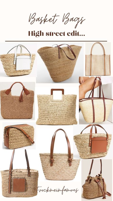 Basket Bag Outfit, Hand Bags For Women, Straw Beach Bag, Basket Tote, New Chic, Straw Bags, Basket Bag, Casual Chic Outfit, Womens Purses