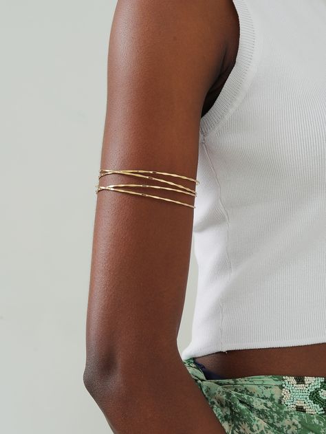 Yellow Gold  Collar  Iron   Embellished   Fashion Jewelry Gold Arm Bangle, Gold Arm Bands, Arm Cuffs Jewelry, Gold Arm Jewelry, Gold Arm Bracelet, Arm Cuff Jewelry Gold, Arm Jewelry Gold, Upper Arm Bracelets, Arm Cuff Tattoo