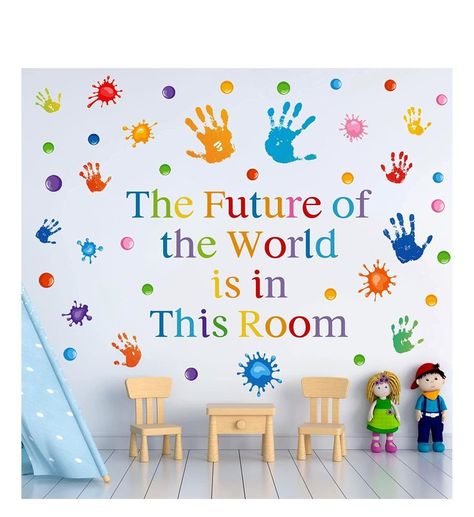 Colorful Inspirational Handprint Motivational Classroom School Wall Decoration, Bilik Permainan, Vinyl Painted, Inspirational Wall Decals, Classroom Wall Decor, Preschool Classroom Decor, School Wall Art, Playroom Wall Decor, Nursery School