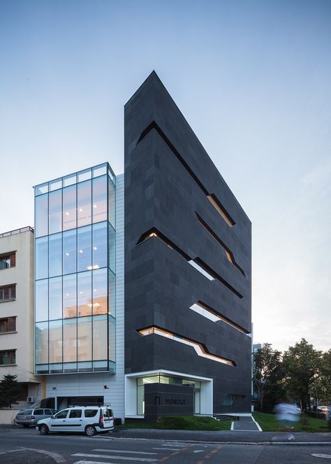 Monolit Office Building,Courtesy of Igloomedia / Cosmin Dragomir Office Building Architecture, Art Galleries Architecture, Detail Arsitektur, Glass Building, Modern Architecture Building, Commercial Architecture, Salou, Building Facade, Architecture Office