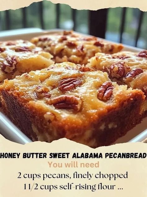 Quick Old Fashioned Recipes | Honey Butter Sweet Alabama Pecanbread | Facebook Honey Butter Sweet Alabama Pecanbread, Honey Butter Pecan Bread, Sweet Alabama Pecan Bread Recipe, Alabama Pecan Bread, Alabama Pecanbread, Runzas Recipe, Pecan Bread Recipe, Honey Cookies Recipe, Pecan Desserts Recipes