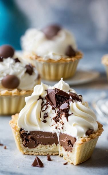 Mini French Silk Pies Recipe - Recipes, Tasks & Tools Mini French Silk Pie Recipe, Mini Chocolate Pie, Silk Pie Recipe, Chocolate Silk Pie, Mini Pie Recipes, French Silk Pie, Silk Pie, Yummy Deserts, Dessert Bites