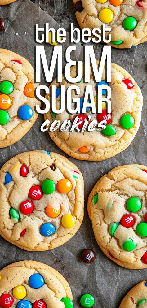 M&M Sugar Cookies [27 Minutes] – Chasety M&m Sugar Cookies, Colored Sugar Cookies, Mnm Cookies Recipe, Mnm Cookies, Strawberry Cookies, Delicious Cookie Recipes, Halloween Food, Easy Cookie Recipes, Homemade Treats