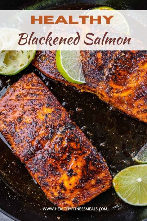 Blackened Salmon Blackened Salmon Recipes, Salmon Recipes Oven, Salmon Recipes Baked Healthy, Salmon Marinade, Blackened Salmon, Fish Dinner Recipes, Healthy Salmon Recipes, Healthy Fitness Meals, Easy Salmon Recipes