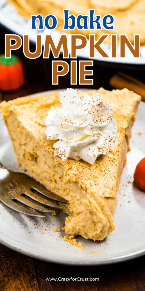 Perfect NO BAKE Pumpkin Pie with graham cracker crust - this easy pumpkin fluff pie is totally no bake and so easy. Refrigerator Pumpkin Pie, Pumpkin Pie No Crust Recipe, No Bake Pumpkin Filling, Graham Crust Pumpkin Pie, Pumpkin Pie Recipe No Bake, No Cook Pumpkin Pie, No Bake Pumpkin Pies, Pumpkin No Bake Pie, No Bake Pumpkin Pie Bars