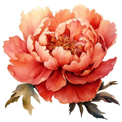 Download this Premium Photo about Terracotta Flowers peony and leaves in white background, and discover more than 1 Million Professional Stock Photos on Freepik Peony Reference, Flowers With White Background, Peony Photo, Terracotta Flowers, Peonies Watercolor, Peony Drawing, Flowers White Background, Peony Colors, Flowers Peony