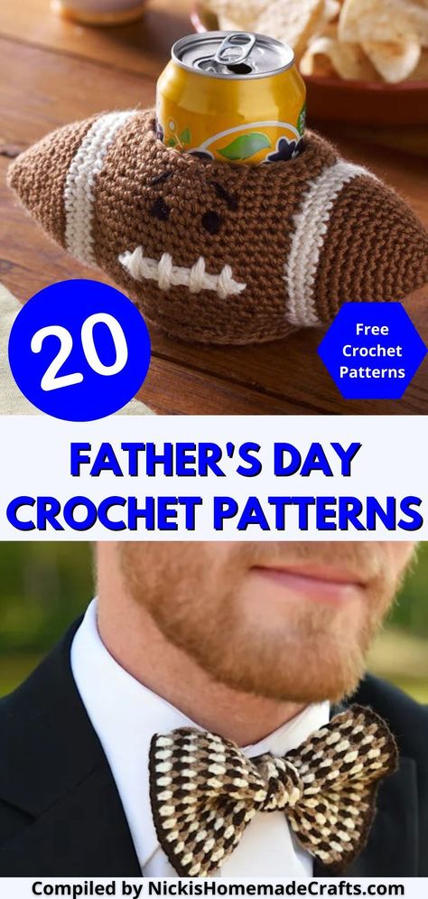 Give the special dad in your life a thoughtful and personalized gift this Father's Day with our collection of free crochet patterns. With over 20 simple yet beautiful patterns included, you can create something unique and meaningful - perfect for showing your dad just how much you care. From cozy throws to stylish accessories, these patterns are sure to bring a smile to your dad's face. Fathers Day Crochet Patterns, Crochet Ideas For Father’s Day, Grandpa Crochet Gifts, Crochet Father's Day Gift Ideas, Father's Day Crochet Ideas, Men Crochet Projects, Crochet Ideas For Fathers Day, Fathers Day Crochet Gifts, Crochet Gifts For Husband