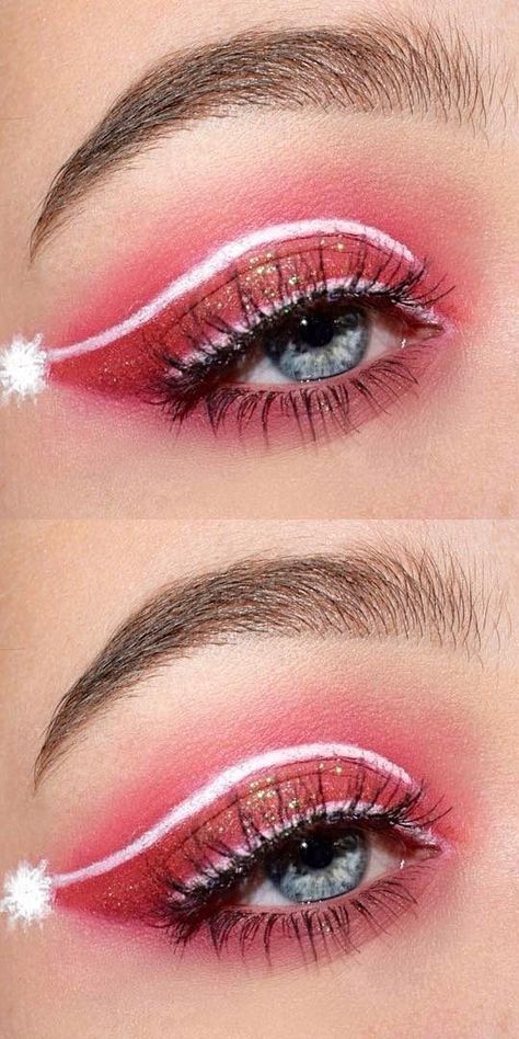 Holiday Makeup Christmas, Holiday Eye Makeup, Christmas Makeup Simple, Xmas Makeup, Christmas Eyeshadow, Holiday Eye, Make Up Designs, Christmas Eye Makeup, Christmas Makeup Look