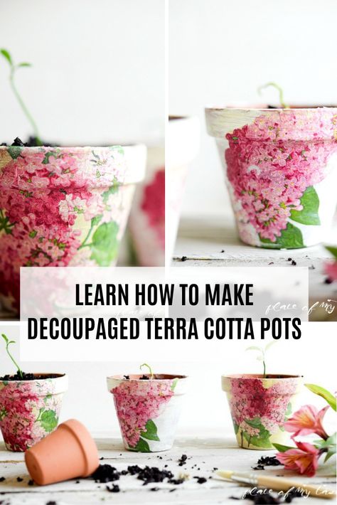 Easy Origami Rose, Decorating Terra Cotta Pots, Rose Craft, Diy Terra Cotta Pots, Pots Ideas, Terra Cotta Pot Crafts Diy, Terra Cotta Pots, Decoupage Tutorial, Decoupage Decor