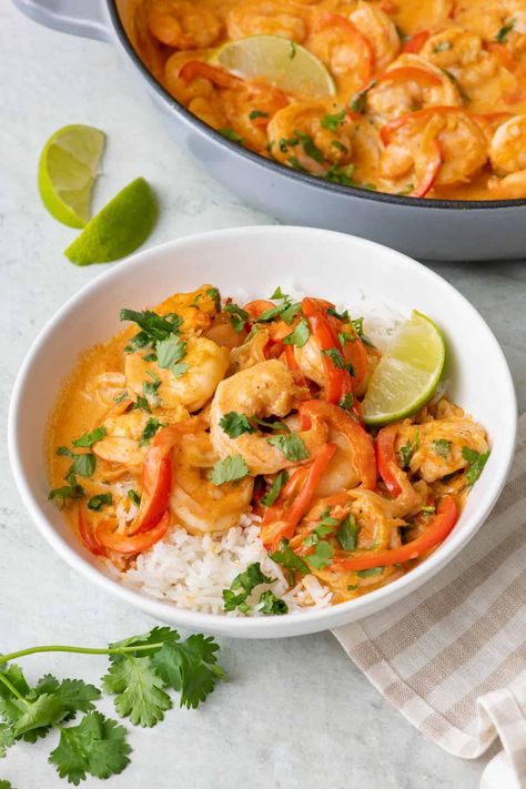 Red Curry Coconut Shrimp, Red Thai Coconut Curry Shrimp, Chicken And Prawn Recipes, Shrimp Panang Curry Recipe, Coconut Curry Shrimp Recipe, Red Curry Shrimp Thai Coconut Milk, Prawn Curry With Coconut Milk, Panang Curry Shrimp, Coconut Milk Recipes Dinner