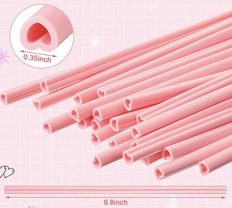 Silicone pink heart straws💖 Heart Straws, Straw Valentine, Cleaning Brushes, Wedding Pink, Pink Bridal Shower, Stainless Steel Straws, Pen Gift, Reusable Straw, Wedding Supplies