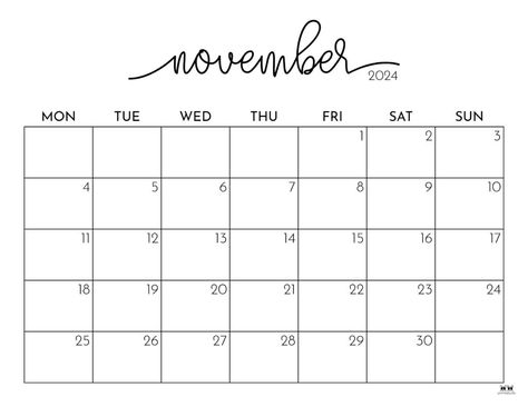 The busy season has arrived! Stay organized the entire month with one of 50 FREE printable November 2024 calendars. Print from home! Calander Printable, September Kalender, October Calendar Printable, Printable December Calendar, June Calendar Printable, Calender Printables, July Calendar, August Calendar, September Calendar