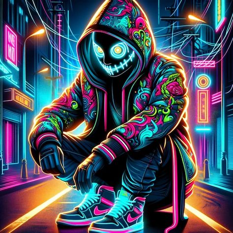 Photo neon cyberpunk streetwear fashion | Premium Photo #Freepik #photo Cyberpunk Streetwear, Neon Graffiti, Neon Cyberpunk, Hacker Wallpaper, Neon Glow, Gorillaz, Premium Photo, Horror Movies, Cyberpunk