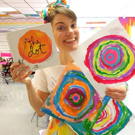 Cassie Stephens Painting Ideas Kindergarten, Kindergarden Art, Art Lesson Ideas, Elementary Art Rooms, Kindergarten Art Lessons, Cassie Stephens, International Dot Day, Kindergarten Art Projects, Kandinsky Art