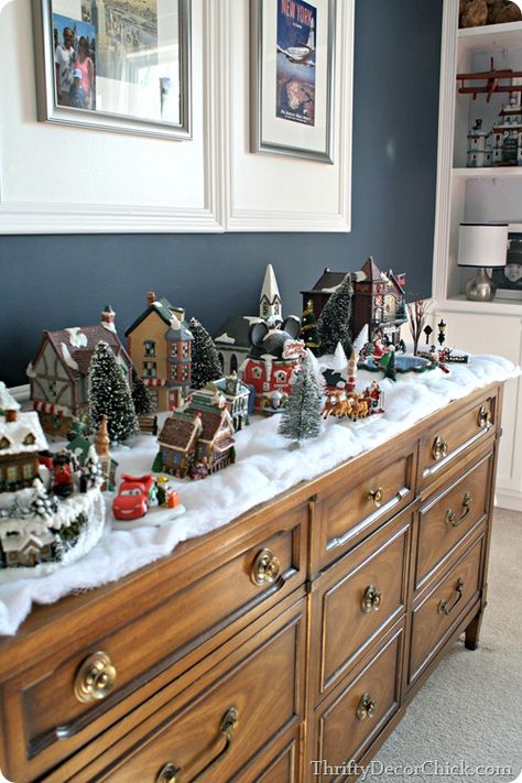 Christmas Tree Village, Lemax Christmas Village, Christmas Village Sets, Lemax Christmas, Thrifty Decor Chick, Diy Christmas Village, Christmas Village Houses, Christmas Village Display, Thrifty Decor