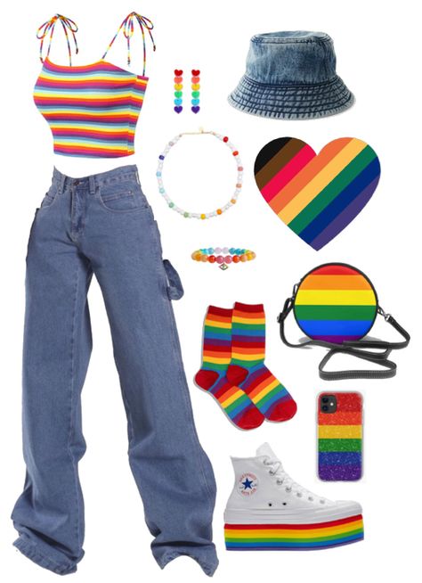 Pride Outfit Ideas, Lgbtq Outfit, Pride Parade Outfit, Rainbow Accessories, Rainbow Outfit, Pride Outfit, Pride Parade, Cooler Look, Really Cute Outfits