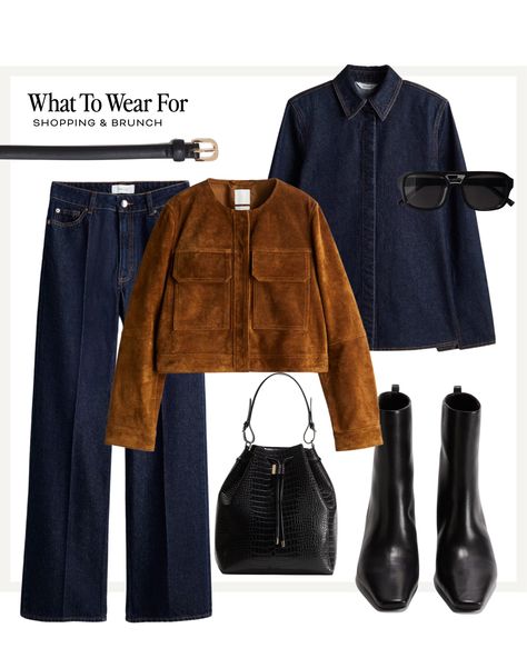 Bucket bag curated on LTK Brown Jacket Outfit Woman, Brown Suede Jacket Outfit, Dark Denim Outfit, Brown And Black Outfit, Brown Cardigan Outfit, Brown Jacket Outfit, Corporate Girly, Tweed Jacket Outfit, Fall Jackets Outfit