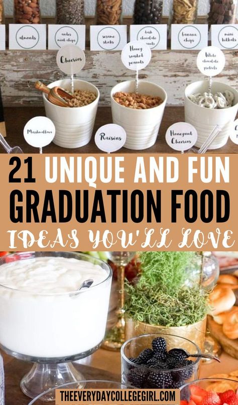 Graduation Party Food Bar Ideas Party Food Bar Ideas, College Graduation Party Food, Graduation Party Appetizers, High School Graduation Party Food, Easy Graduation Party Food, High School Graduation Party Themes, Food Bar Ideas, Graduation Party Food Ideas, Grad Party Food