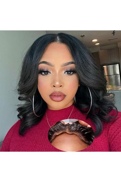 14 Inch Glueless Wigs Human Hair Pre Plucked Bob Wig Wear and Go No Glue Body Wave Lace Front Wigs for Beginners 4x4 Lace Closure Wig for Black Women Lace Frontal Bob, Kort Bob, Short Wavy Bob, Real Hair Wigs, Closure Wigs, Hair Bob, Wigs Human Hair, Lace Body, Short Bob Wigs