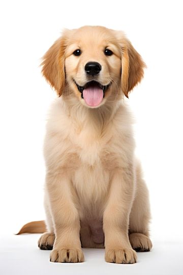 Premium Photo | Smiling Golden Retriever Puppy Portrait on White Background Puppy White Background, Dog With White Background, Smiling Golden Retriever, Bloxburg Hacks, Puppy Portraits, Pure White Background, Getting A Puppy, Golden Retriever Puppy, Retriever Puppy