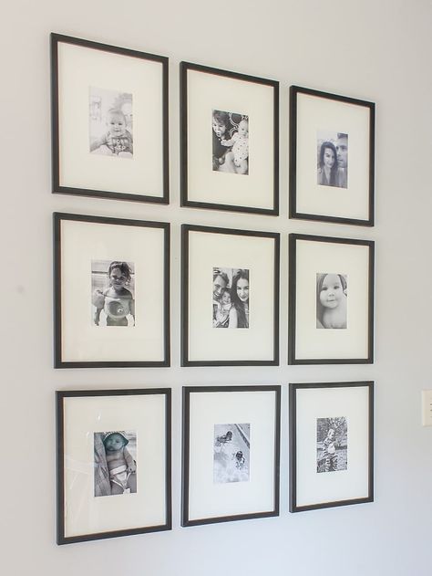 You don't have to be as perfectly matchy-matchy as this affordable gallery wall, but the idea's the same: having photos of people (or dog!) you love in your living space is a no-brainer! Read how she did this gallery wall on a budget on Designing Vibes. Beginners Budget, Diy Gallery Wall, Diy Wand, Diy Photo Frames, Photo Wall Gallery, 11x14 Frame, Diy Picture, Budget Diy, Diy Home Decor On A Budget