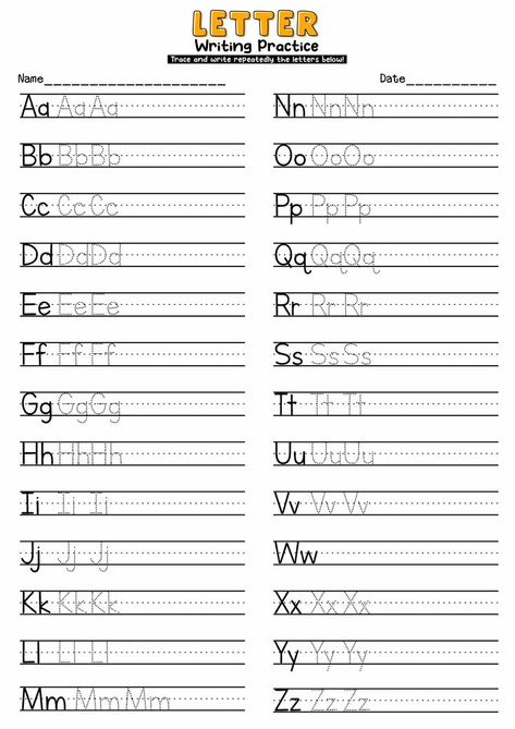 Fun and educational worksheets for teaching kids the alphabet. Let's get creative with our writing skills! #alphabetactivities #handwritingpractice #AlphabetPractice #LetterWorksheets #LearningABCs #practicewritingalphabet Abc Writing Worksheets, Print Writing Practice, Abc Writing Practice, Penmanship Worksheets, Writing Alphabet Letters, Writing Practice For Kids, English Letter Writing, Tracing Alphabet Letters, Letter Writing Worksheets