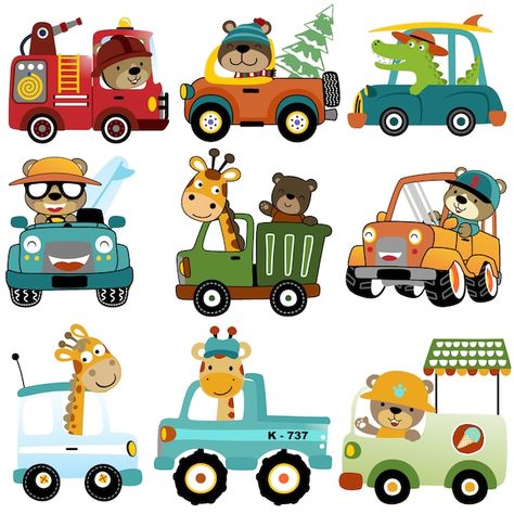 Vector set of funny drivers car | Premium Vector #Freepik #vector #cute-car #cute-bear #funny-character #cute-cartoon Car Patches, Ironing Pad, Travel Kids, Hoodie Diy, Iron Tools, Cute Giraffe, Clothing Patches, Car Cartoon, Car Travel