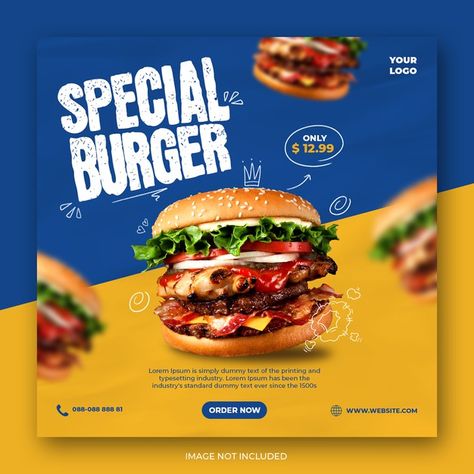 Fast food social media post or banner te... | Premium Psd #Freepik #psd Fast Food Social Media Design, Food Post Ideas, Poster Food Design, Burger Social Media Design, Fastfood Design, Fast Food Social Media Post, Food Design Ideas, Food Post Design, Fast Food Social Media