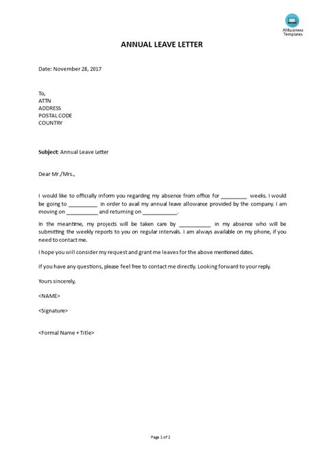 How to write an annual leave letter? Download this perfect annual leave letter template now! Leave Letter Format For College, Leave Of Absence Letter From Work, Annual Leave Request Letter, Appeal Letter For Reconsideration, Resign Letter Format, Writing Email, Application Letter Sample, Application Letter Template, Employee Performance Review