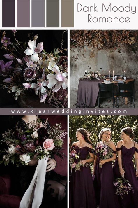 3 Mauve&Plum Ideas: Great for Your Fall or Winter Wedding – Clear Wedding Invites Emerald Plum And Burgundy Wedding, Wedding Plum Color Schemes, Plum Fall Wedding Colors, Plum Mauve Wedding, Dark Plum Wedding Colors, Purple October Wedding, Dark Purple Wedding Theme Color Schemes, Plum Winter Wedding, Fall Wedding Plum