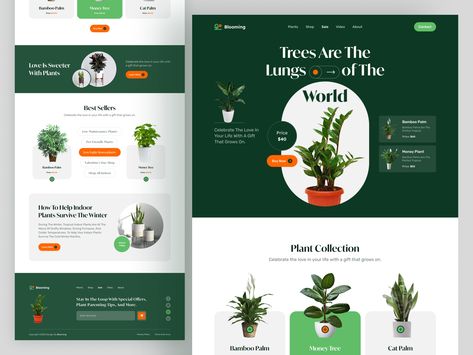 Green Landing Page, Plant Website Design, E Commerce Landing Page, Green Website Design, Plant Website, Website Branding Design, Plants Poster, Page And Plant, Plant Poster