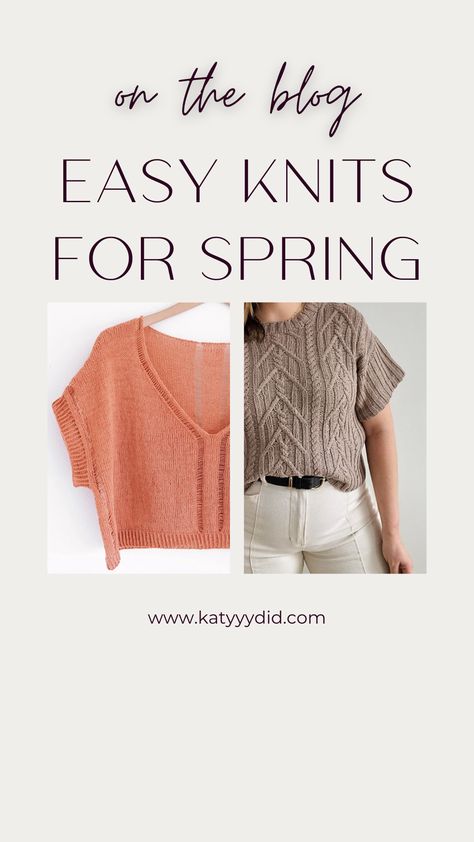 Beautiful knitting patterns for spring, knit tee's, knit t-shirts, knit tank tops, knit tops, in a linen, silk, or cotton fabric are perfect for spring and summer knitting! Expand your handmade knit wardrobe to show off your talents all year long. Linen Knitting Patterns, Spring Knitting Projects, Spring Knitting Patterns, Knit Wardrobe, Knit Tank Pattern, Summer Knitting Projects, Spring Knitting, Summer Knitting Patterns, Knit Top Patterns