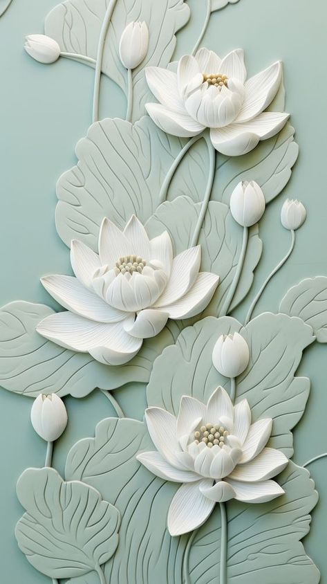 Lotus Flower Interior Design, Lotus 3d Art, Lotus Mural Wall Art, Lotus Sculpture Art, Clay Murals, 3d Wall Texture, 3d Lotus Flower, Lotus Paintings, Lotus Decor