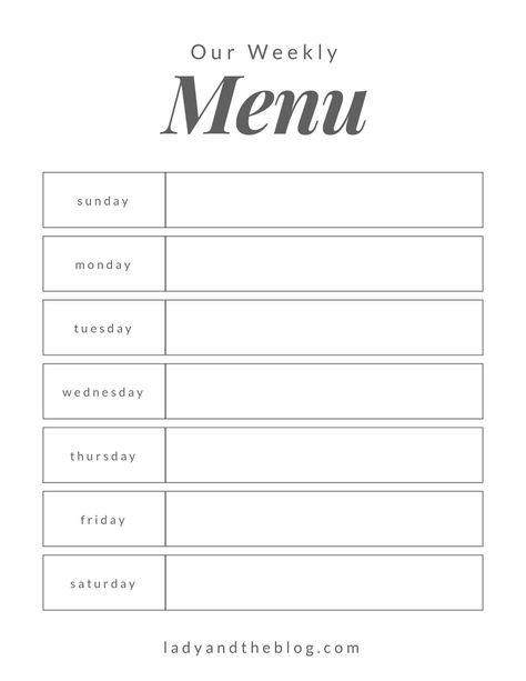 Weekly Meal Plan Family, Weekly Dinner Planner, Menu Planning Printable, Family Dinner Menu, Family Meal Planner, Menu Sans Gluten, Meal Planning Printable Weekly, Menu Planner Printable, Weekly Meal Plan Template