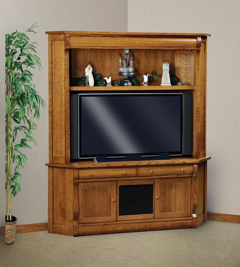 Amish Corner TV Armoire Entertainment Center LCD LED Solid Oak Wood Corner Entertainment Center, Old Tv Stands, Large Entertainment Center, Corner Tv Cabinets, Cabinet Classic, Entertainment Center Design, Tv Armoire, Entertainment Center Shelf, Cabinets Design