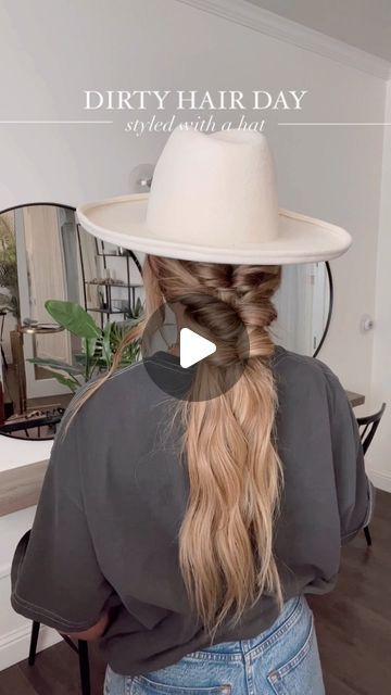 Hairstyles For Cowboy Hats Hair, Old Western Hairstyles, Hairstyles Cowboy Hat, Pigtails With Hat, Cute Hairstyles With Cowboy Hat, Boho Hat Hairstyles, Rodeo Hairstyles Cowgirls Hair, Cowboy Hair, Hairstyles With Cowboy Hats