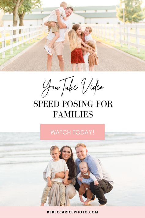 Speed Posing for Families (Tips for posing quickly!) | Family Posing Tips - Click here to view live on the blog today! rebeccaricephoto.com Family Of 11 Picture Poses, Photography Posing Guide Family, Mini Session Poses, Family Session Poses, Introduction To Photography, Photo Shoot Tips, Beginner Poses, Big Family Photos, Moms Photography