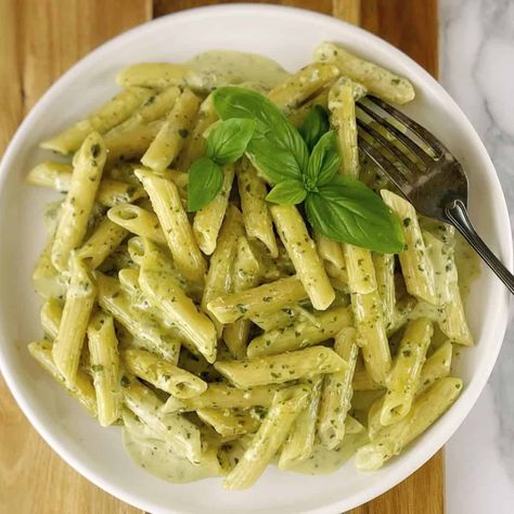 Creamy Pesto Pasta Creamy Pesto Sauce Recipe For Pasta, Basil Pesto Cream Sauce, Pasta With Basil Pesto, Pesto Cream Sauce Pasta, Basil Pesto Pasta Recipes, Recipes With Pesto Sauce, Best Pesto Pasta, Pesto Alfredo Sauce, Creamy Pesto Pasta Recipe