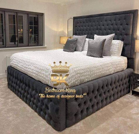 Your Shopping Cart High Bed Frame Ideas Bedrooms, Luxury Day Bed, King Size Bed Master Bedrooms Luxury, Grey Bed Headboard, Tufted Bedroom Ideas, High Bed Frame Ideas, King Size Bedroom Ideas, Velvet Bedroom Ideas, Grey Bed Frame Bedroom Ideas