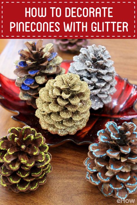 Love decorating with glitter! These pinecones are so easy to decorate and really add a lot to your home decor for the holidays. DIY here:  http://www.ehow.com/how_7693721_decorate-pinecones-glitter.html?utm_source=pinterest.com&utm_medium=referral&utm_content=freestyle&utm_campaign=fanpage Pinecone Trees, Pinecones Crafts, Pinecone Wreaths, Glitter Wallpaper Iphone, Holidays Crafts, Cones Diy, Painted Pinecones, Pine Cone Christmas Tree, Pine Cone Art