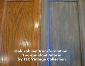 TLC Vintage Collection: Dated Oak Transforms to Restoration Look Kitchen Colors With Oak Cabinets, Restoration Hardware Sideboard, Colors With Oak Cabinets, Paint Tricks, Dry Brush Painting, Honey Oak Cabinets, Painting Oak Cabinets, Oak Cupboard, Black Interior Doors