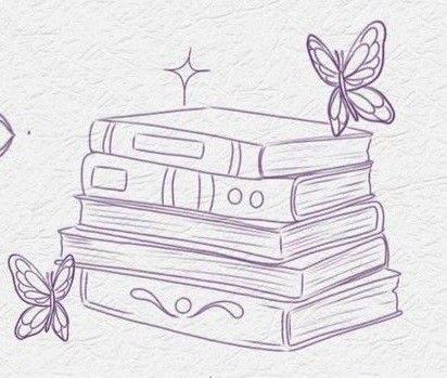 Book Drawings Simple, Magical Drawings Easy, Girly Doodle Art, Books Sketch Drawing, Art Book Cover Ideas Drawing Easy, Book Pile Drawing, Cute Book Doodles, Butterfly And Book Tattoo, Bookworm Doodle