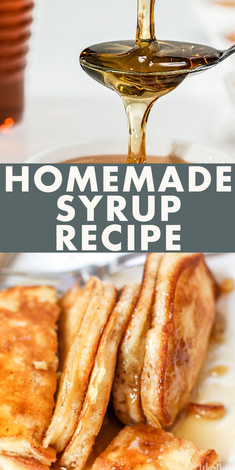 This homemade syrup recipe is easy to make! It's a simple syrup recipe to follow, with tips on how to store it as well. How To Make Homemade Syrup, Homemade Waffle Syrup Recipe, Homemade Karo Syrup, Home Made Syrup Easy, Homemade Syrup Recipe, How To Make Simple Syrup, Diy Syrup Recipes, Home Made Syrup, Syrup Recipe Homemade