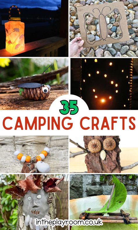 35 Fun and Easy Camping Crafts and Activities For Kids - In The Playroom Fall Camping Activities For Kids, Crafts To Do While Camping, Activities For Kids While Camping, Camping Kids Crafts, Cub Scout Crafts Easy, Great Outdoors Crafts For Kids, Camping Projects For Toddlers, Kid Camping Activities, Cabin Activities For Kids