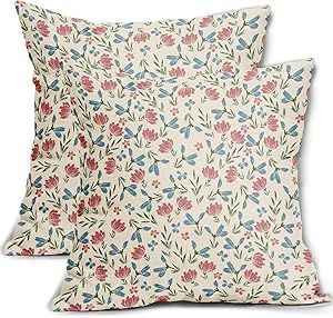 Aytipun Green Pink Blue Floral Pillow Covers 18x18 Set of 2 Vintage Rustic Old Style Cute Small Flower Print Decorative Outdoor Pillowcases Farmhouse Throw Cushion Case Decor for Couch Sofa Bed Blue Floral Pillows, Floral Pillow Covers, Farmhouse Throws, Aqua Pillows, Green Throw Pillows, Floral Pillow, Floral Pillow Cover, Sofa Couch Bed, Old Style