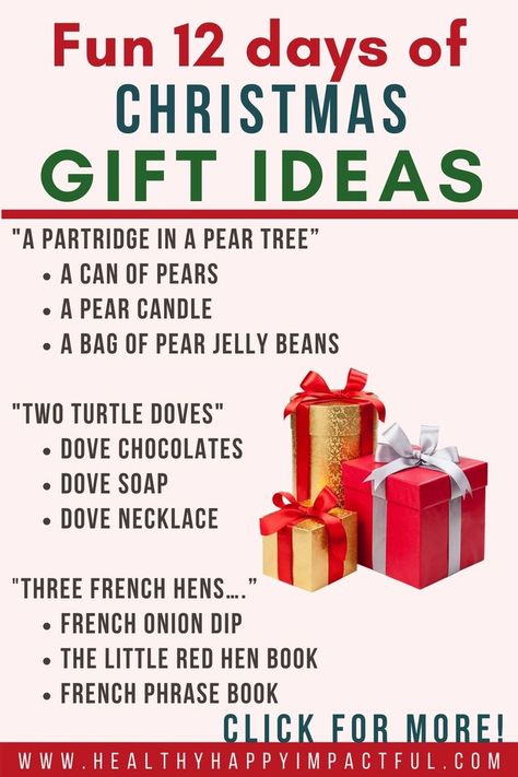 12 days of Christmas gift ideas for teens 12 Days Of Christmas Gifts, Christmas Gift Themes, Christmas Gift Games, 12 Days Of Xmas, The 12 Days Of Christmas, Christmas Gift Exchange, Twelve Days Of Christmas, Christmas Party Games, Christmas Gift Baskets