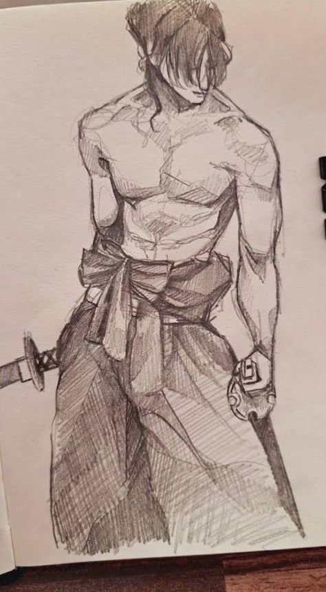 Aesthetic Men Drawing, Boy Drawings Sketches, Sketch Ideas Boy, Cool Sketch Ideas Vintage, Mans Body Drawing, Samurai Drawing Reference, Mens Body Drawing, Intense Drawings, Atonomy Reference