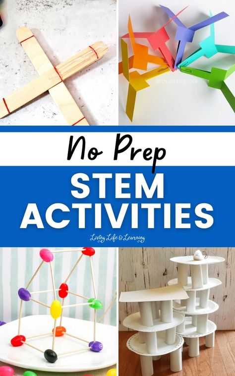 If you are searching for an easy and affordable homeschool activity for your kids at home, these no prep stem activities will surely keep them engaged and having fun while learning about science, technology, engineering and math without breaking the bank! Stem Crafts For Middle School, Stem Afterschool Activities, Stem Classroom Activities, Science Team Building Activities, Stem Activities For Second Grade, No Prep Stem Activities Elementary, Homeschool Stem Activities, Fun Stem Activities For Middle School, 2nd Grade Steam Activities